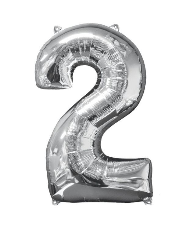 Silver Number 2 Balloon - 26&quot; Foil