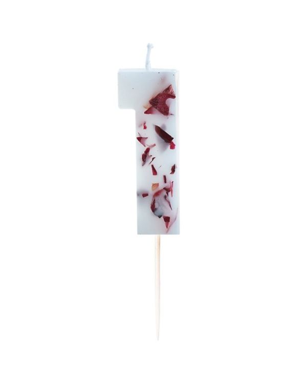 Pressed Petal Number 1 Candle - 9cm