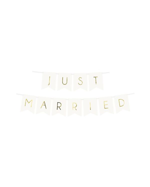 White Just Married Bunting - 1.5m
