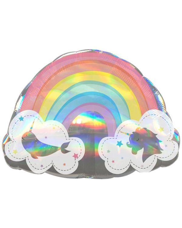Magical Rainbow Holographic SuperShape Balloon - 28&quot; Foil