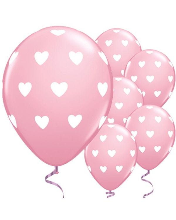 Big Pink Hearts Valentine&#039;s Balloons - 11&quot; Latex (6pk)