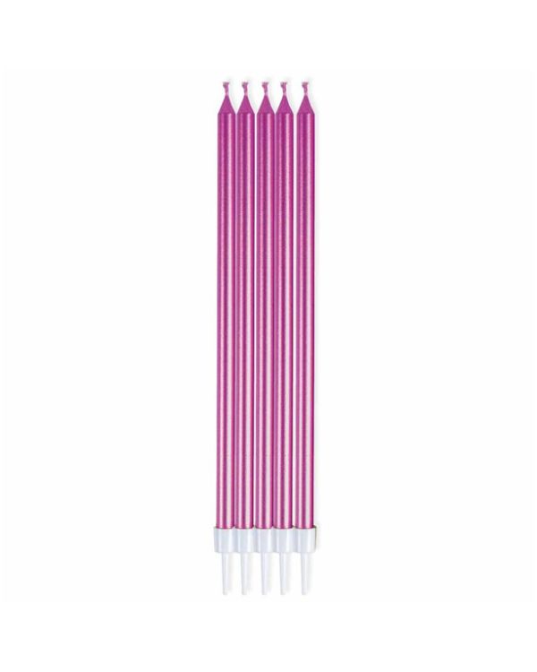 Metallic Pink Tall Candles - 16cm (10pk)