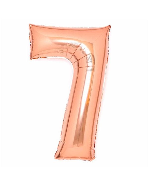 Number 7 Rose Copper Foil Balloon - 34&quot;