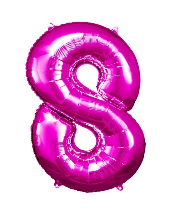 Pink Number 8 Balloon - 34&quot; Foil