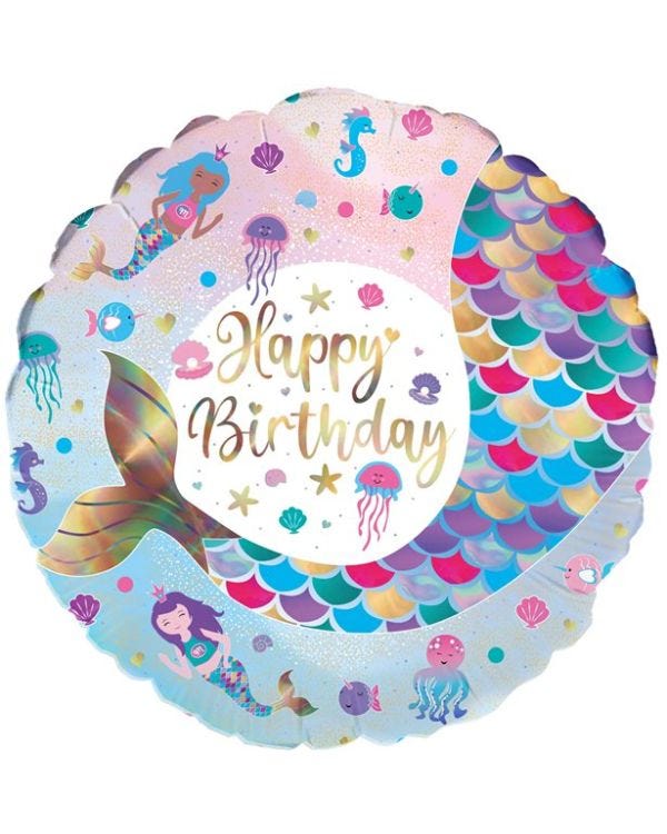 Iridescent Mermaid Happy Birthday Foil Balloon - 18&quot;
