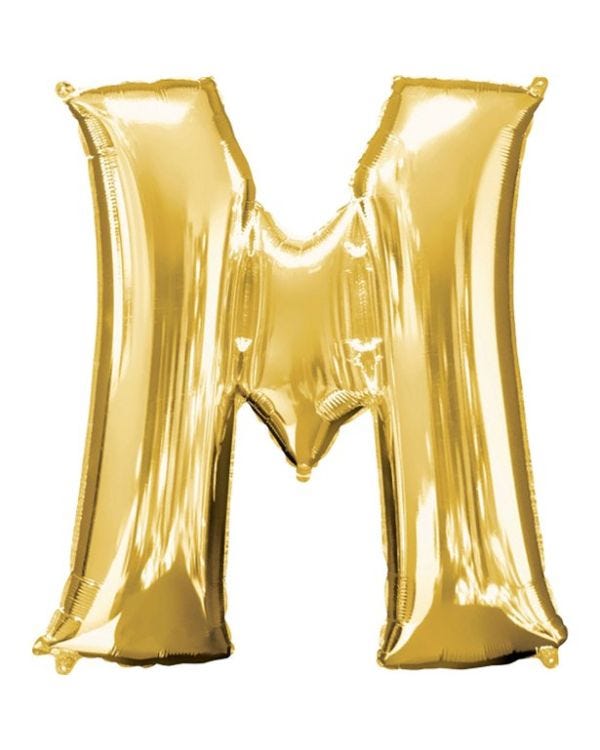 Gold Letter M Balloon - 34&quot; Foil
