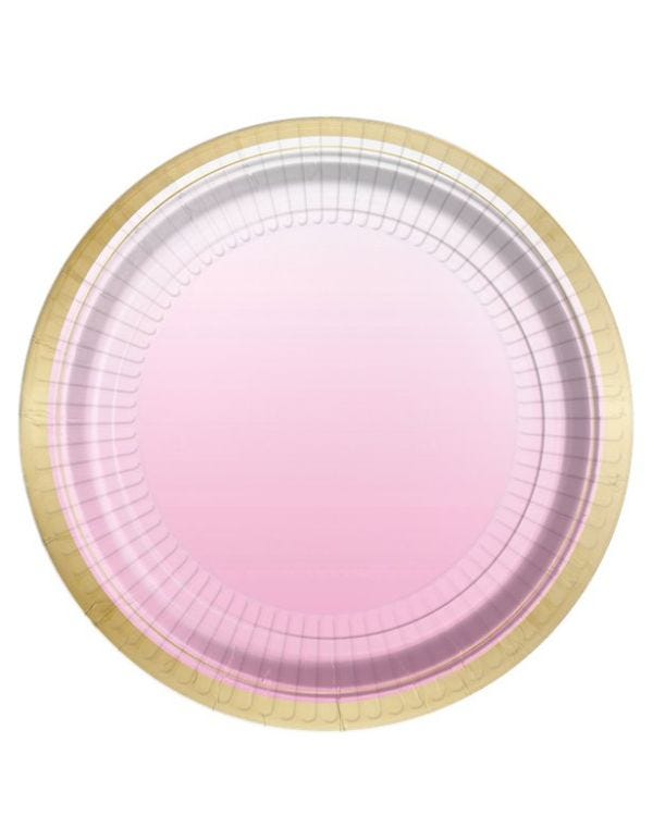 1st Birthday Pink Metallic Paper Plates - 23cm (8pk)