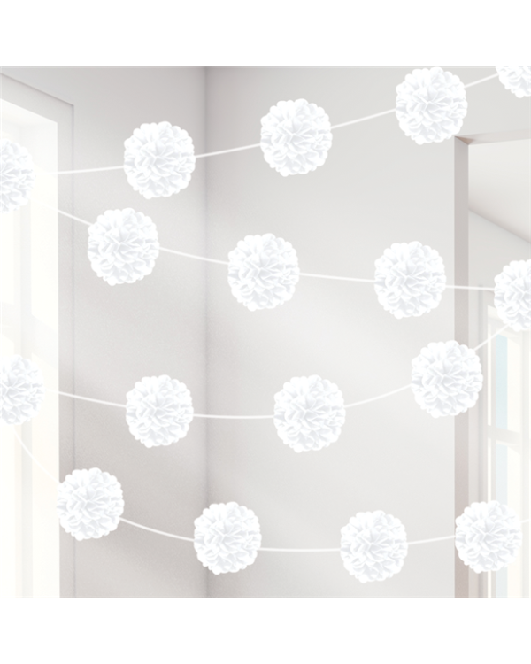 White Pom Pom Garland - 3.7m (2pk)