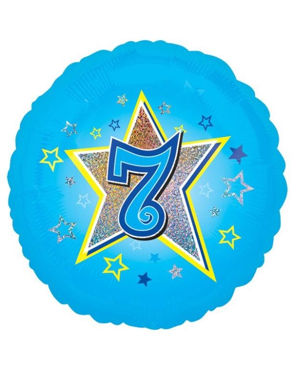 Age 7 Blue Stars Balloon - 18&quot; Foil