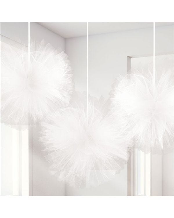 Fluffy White Tulle Decoration (3pk)