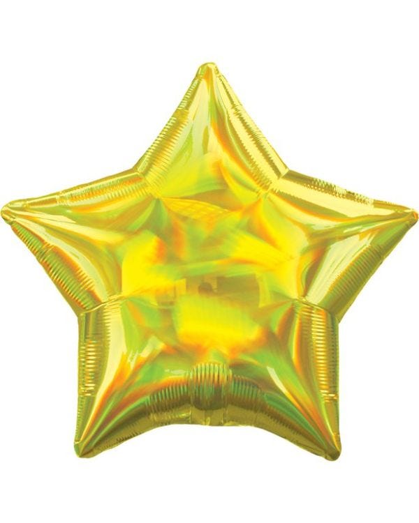 Yellow Iridescent Star Balloon - 18&#039;&#039; Foil - unpackaged