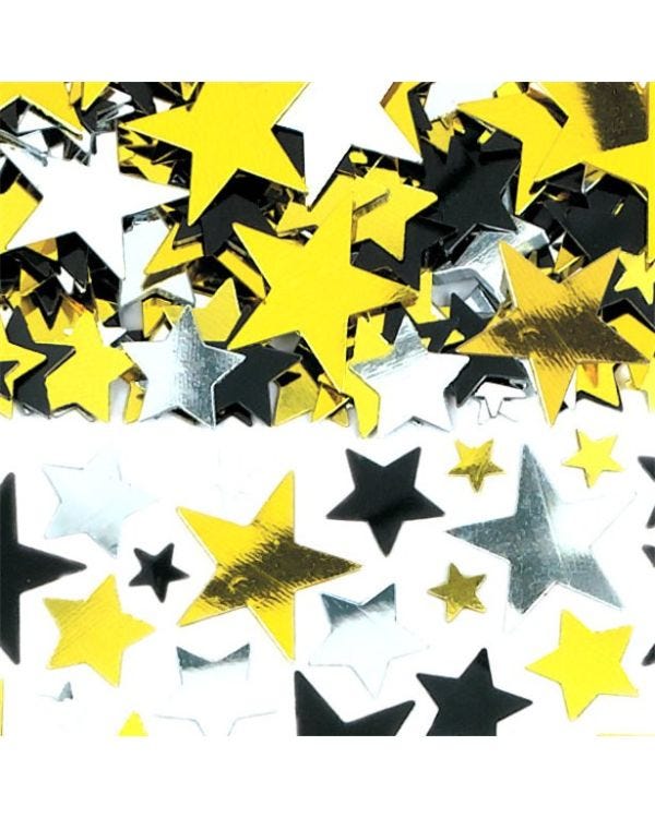 Black Silver &amp; Gold Star Value Pack Confetti (70g pack)