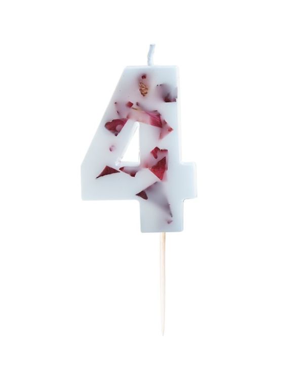 Pressed Petal Number 4 Candle - 9cm