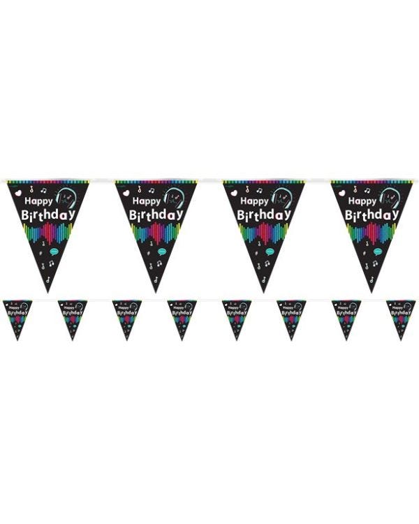 Holographic Music Happy Birthday Bunting - 3.9m