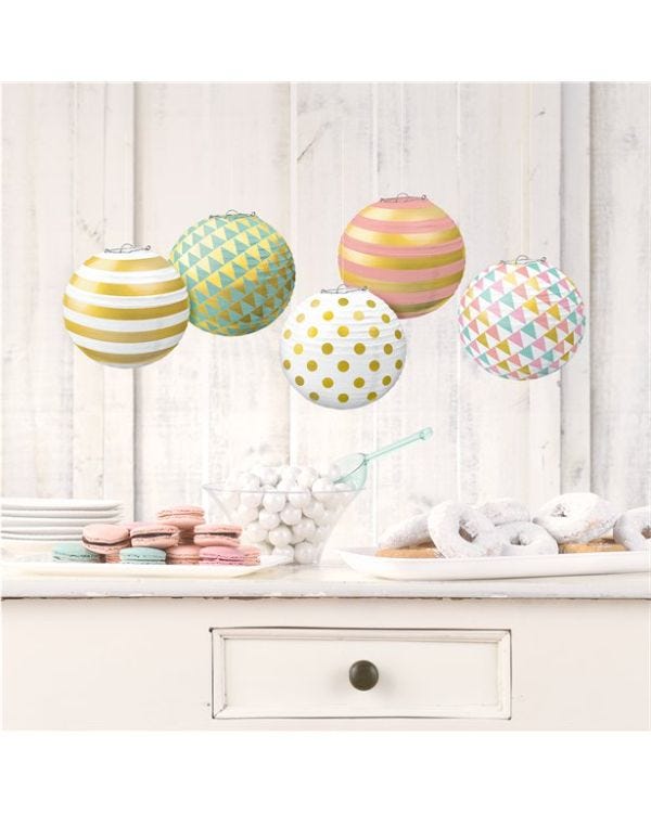 Pastel &amp; Metallic Mini Paper Lanterns (5pk)
