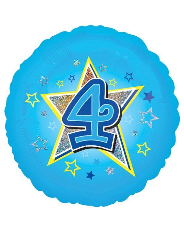 Age 4 Blue Stars Balloon - 18&quot; Foil