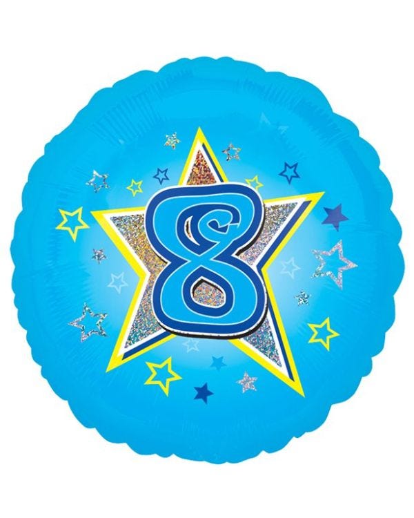 Age 8 Blue Stars Balloon - 18&quot; Foil