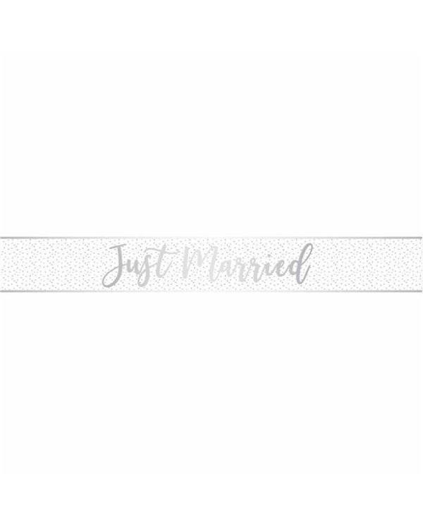 Just Married Silver Foil Banner