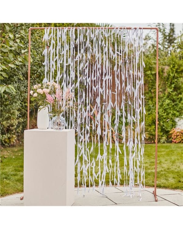 White Leaf Ribbon Backdrop