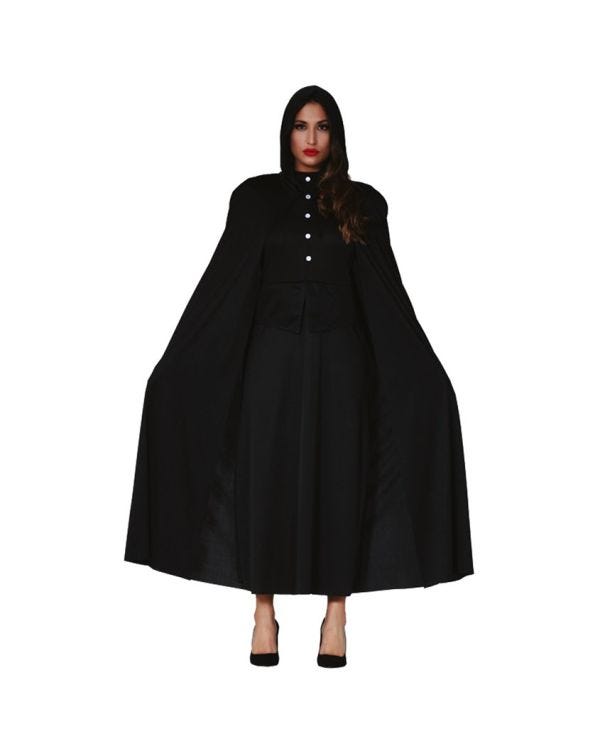 Black Hooded Cape - Adult