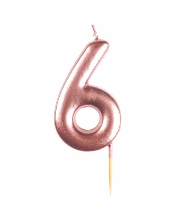 Number 6 Rose Gold Candle