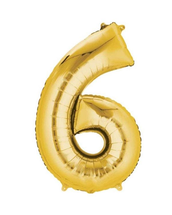 Gold Number 6 Balloon - 16&quot; Foil