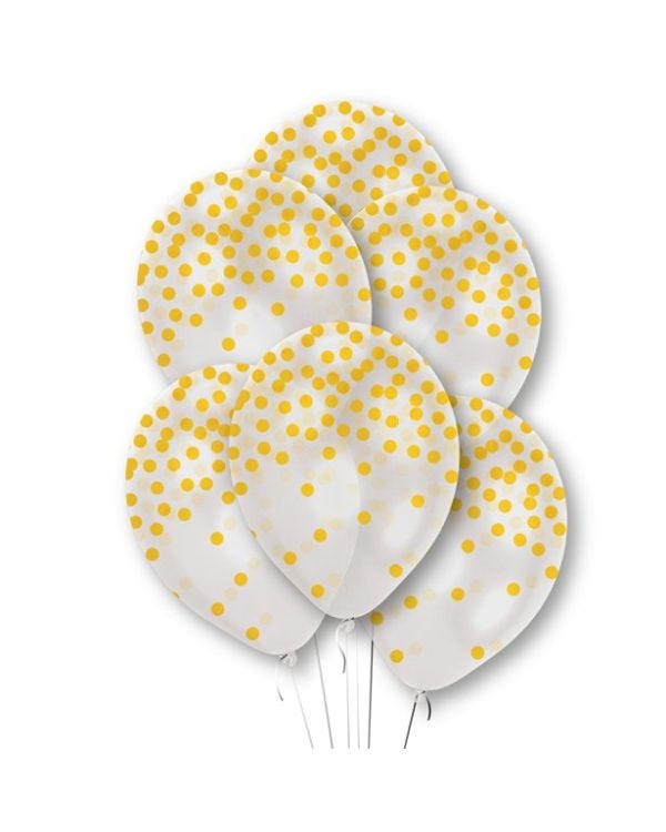 Gold Confetti Printed Latex Balloons - 11&quot; (6pk)