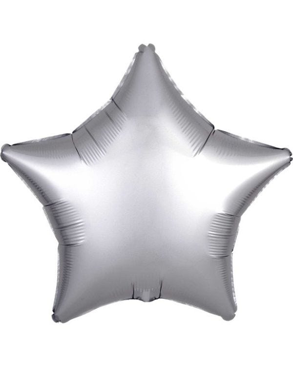 Platinum Satin Luxe Star Foil Balloon - 18&quot;