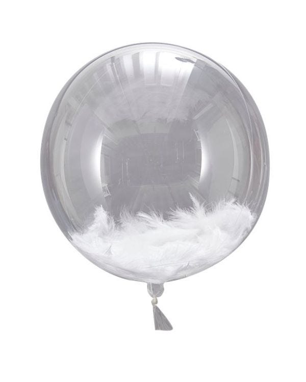 Beautiful Botanics White Feather Filled Orb Balloons - 18&quot; (3pk)