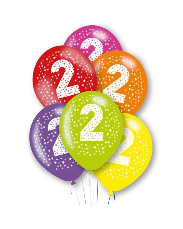 Age 2 Latex Balloons - 11&quot; (6pk)