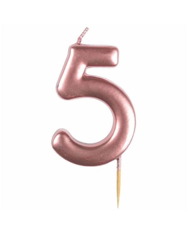 Number 5 Rose Gold Candle