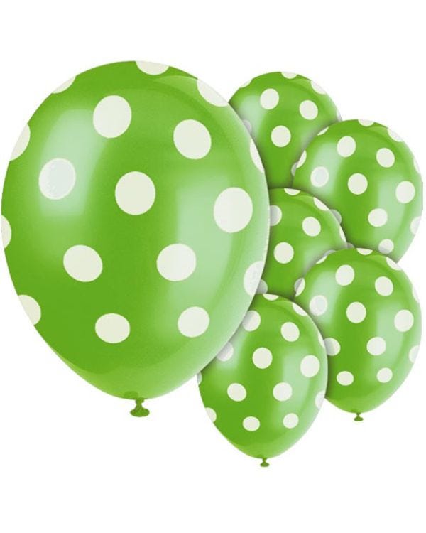 Green Decorative Polka Dots Balloons - 12&quot; Latex (6pk)