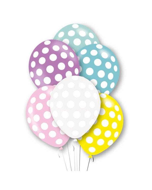 Polka Dot Print Assorted Latex Balloons - 11&quot; (6pk)