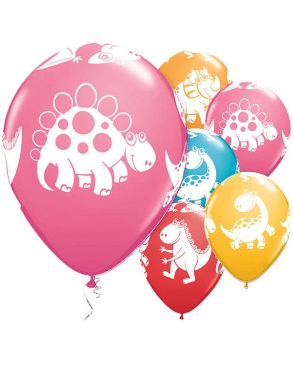 Cute &amp; Cuddly Dinosaurs Assorted Balloons - 11&quot; Latex (6pk)