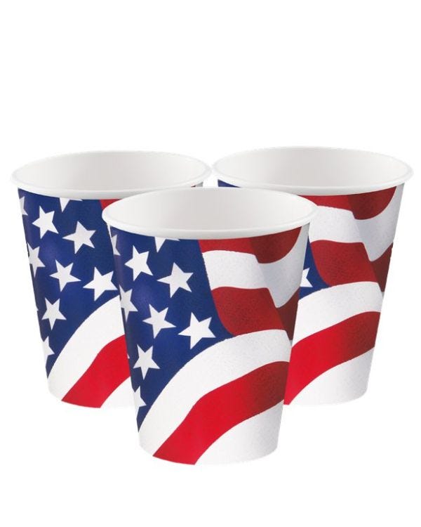 American Flag Paper Cups - 266ml (8pk)