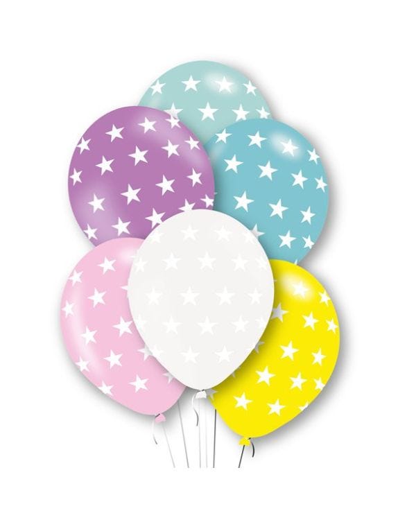 Star Print Assorted Latex Balloons - 11&quot; (6pk)