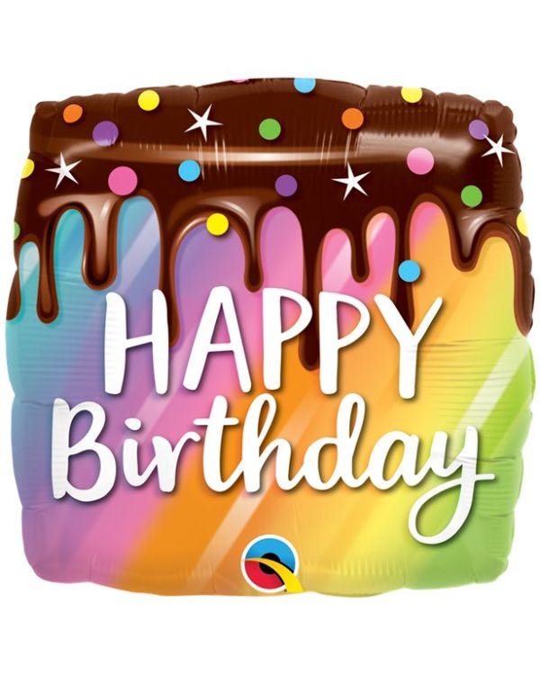 Rainbow Happy Birthday Cake Balloon - 18&quot; Foil