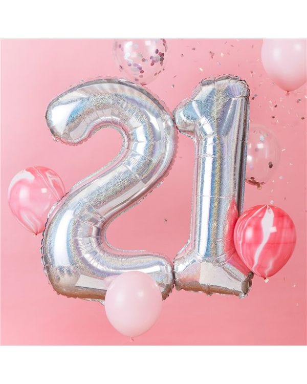 Age 21 Iridescent Balloon Kit (Foil Balloons)