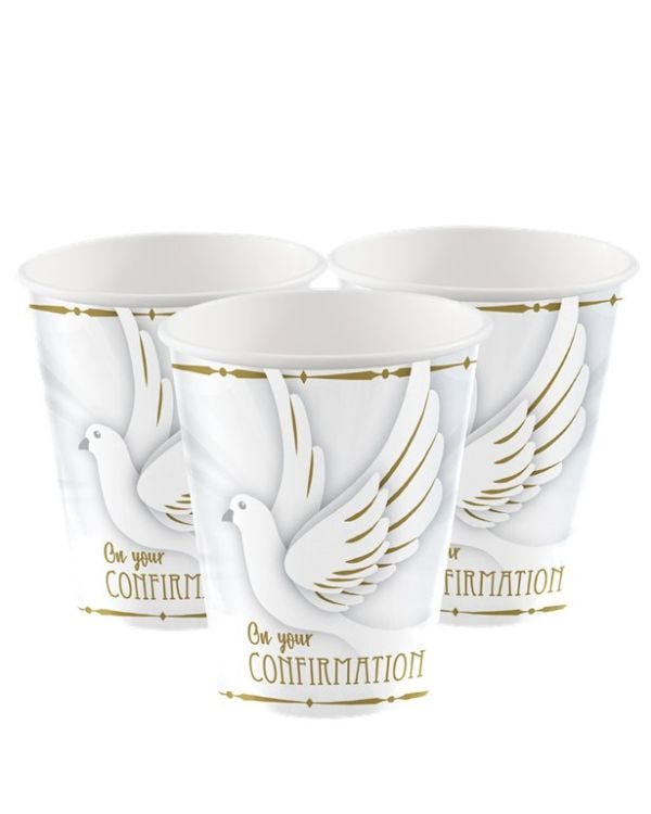 Confirmation Dove Paper Cups - 266ml (8pk)
