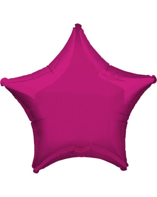 Metallic Fuchsia Star Balloon - 19&quot; Foil