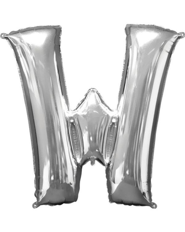 Silver Letter W Balloon - 34&quot; Foil
