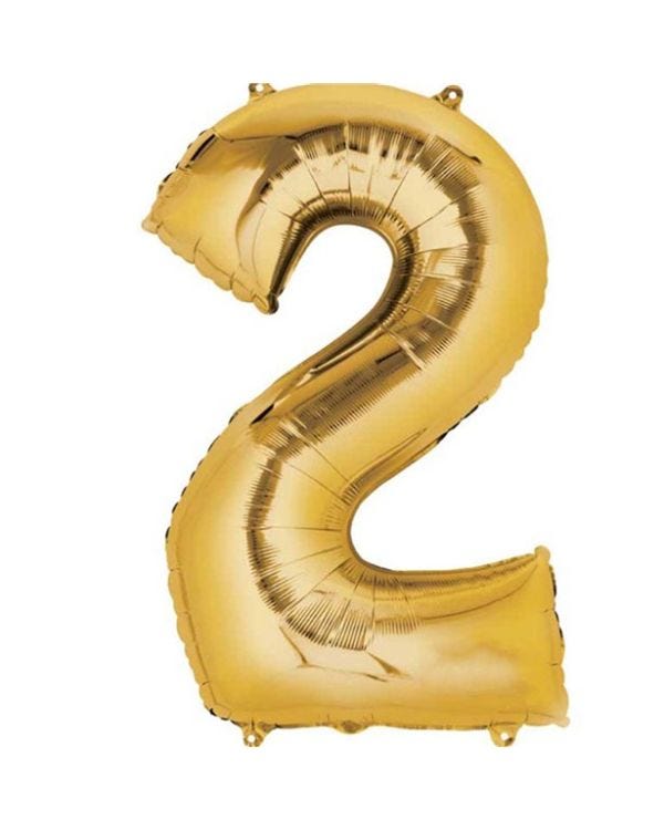 Gold Number 2 Balloon - 16&quot; Foil