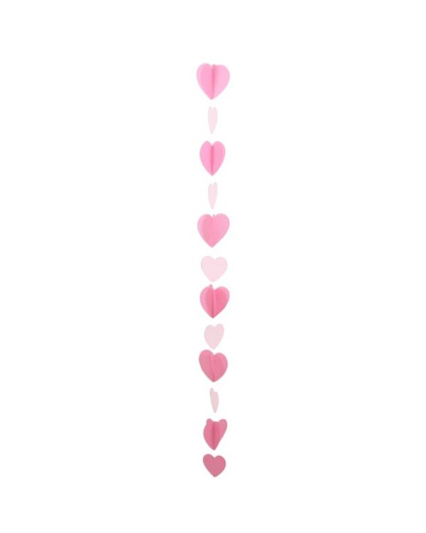 Pink Paper Heart Balloon Tail - 1.2m