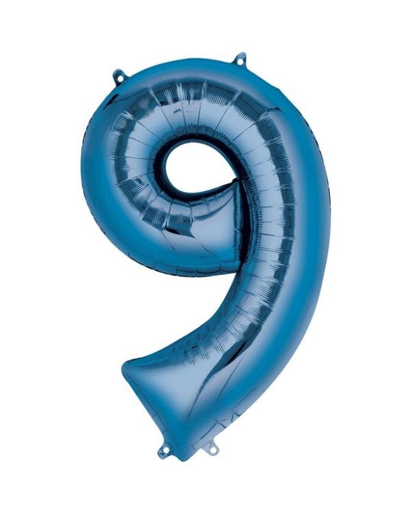 Blue Number 9 Air Filled Balloon - 16&quot; Foil