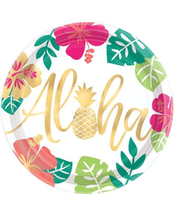 Aloha Summer Paper Plates - 25cm (8pk)