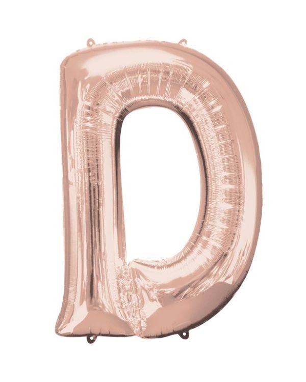 Rose Gold Letter D Air Filled Balloon - 16&quot; Foil