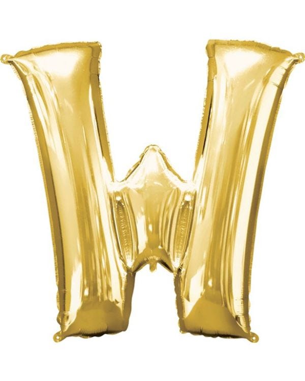 Gold Letter W Balloon - 16&quot; Foil