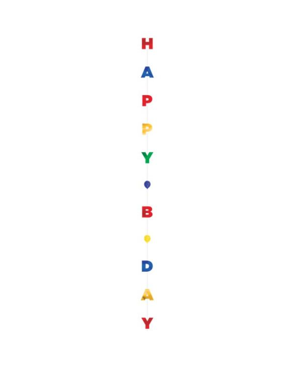 Happy Birthday Glittery Balloon Tail - 1.8m