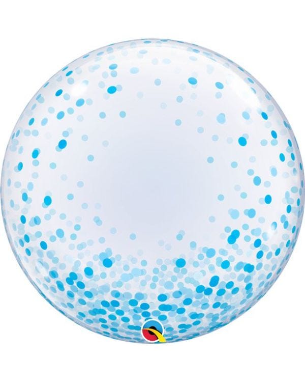 Blue Confetti Printed Bubble Balloon - 24&quot;