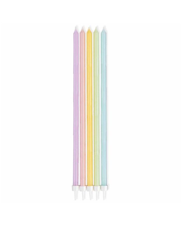 Pastel Assorted Tall Candles - 16cm (10pk)